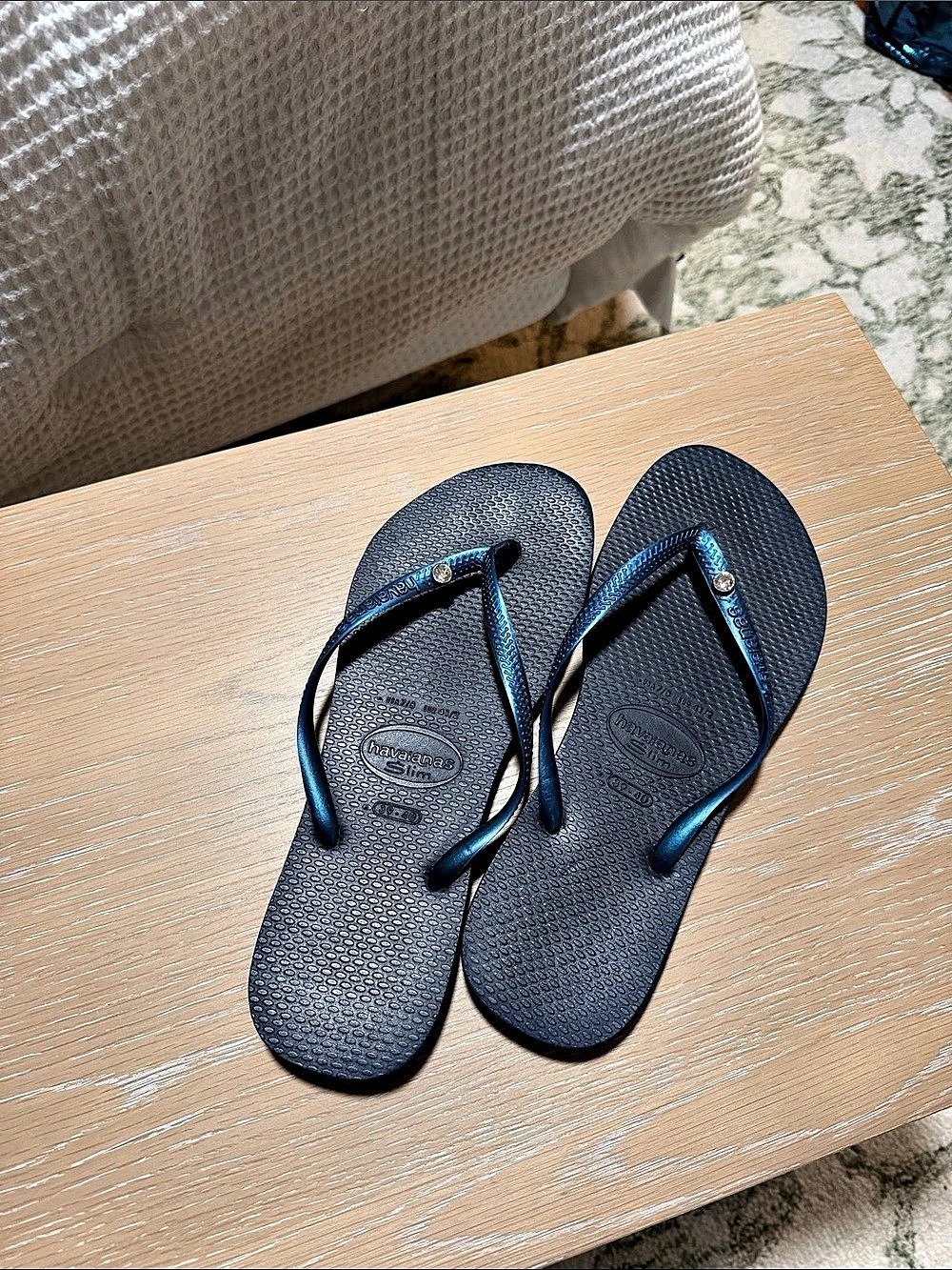 Havaianas Slim Crystal Flip Flops Blue Flip Flops